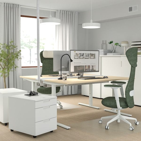 Ikea MITTZON - Desk, birch veneer/white,160x60 cm