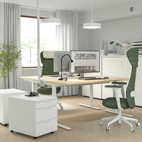 MITTZON - Desk, birch veneer/white,160x60 cm
