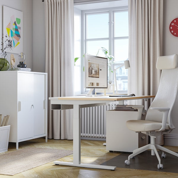 MITTZON - Desk, birch veneer white, 160x80 cm
