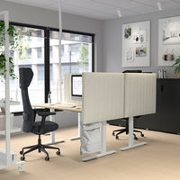 MITTZON - Desk, birch veneer/white, 140x60 cm