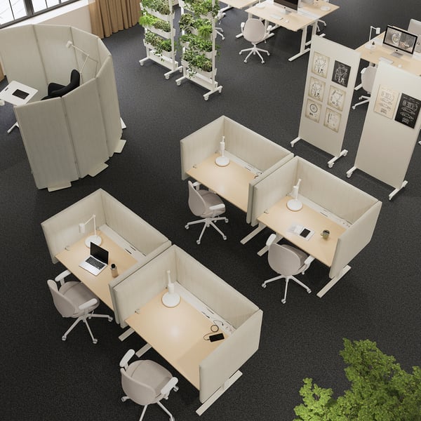 MITTZON - MITTZON Desk, birch veneer/white, 140x60 cm