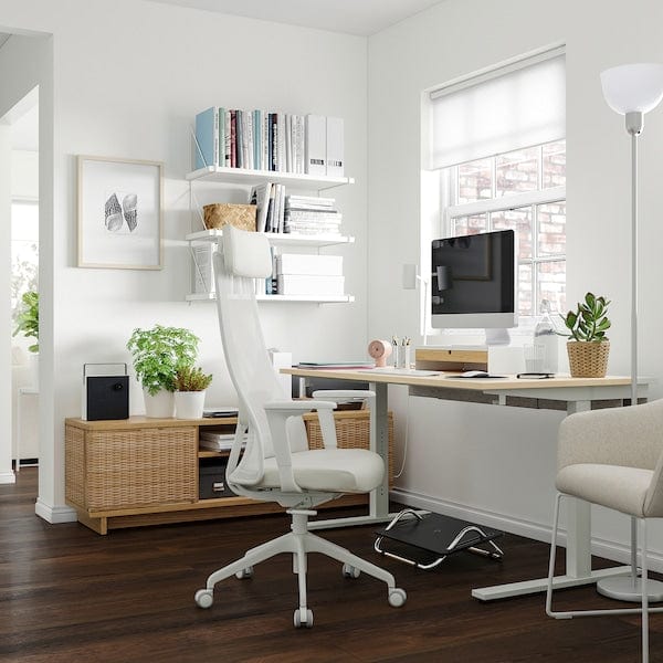 Ikea MITTZON - Desk, birch veneer/white, 140x80 cm