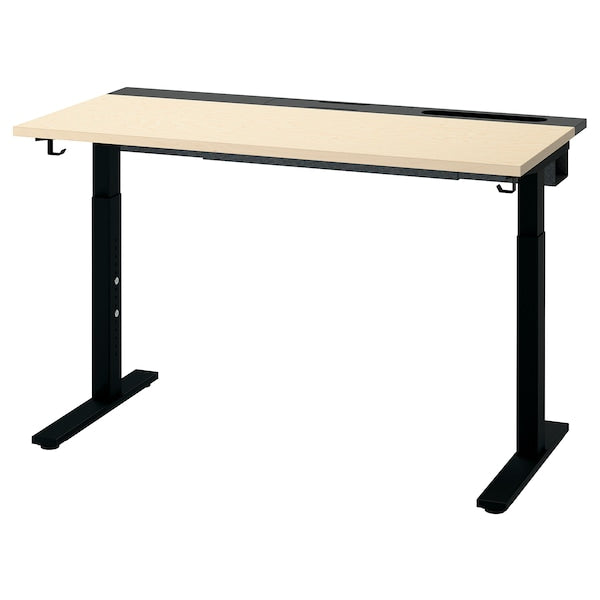 MITTZON - Desk, birch veneer/black,120x60 cm