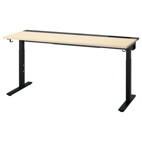 MITTZON - Desk, birch veneer/black,160x60 cm