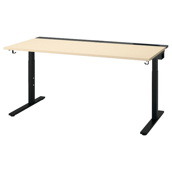 MITTZON - Desk, birch veneer/black, 160x80 cm