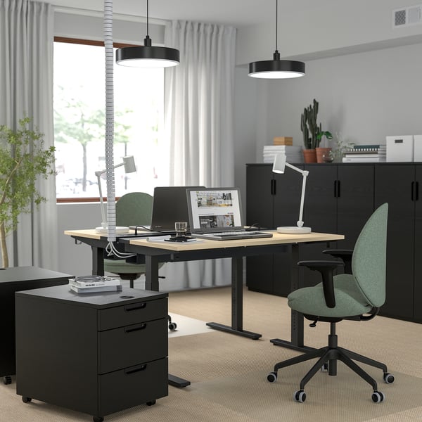 MITTZON - MITTZON Desk, birch veneer/black, 120x80 cm