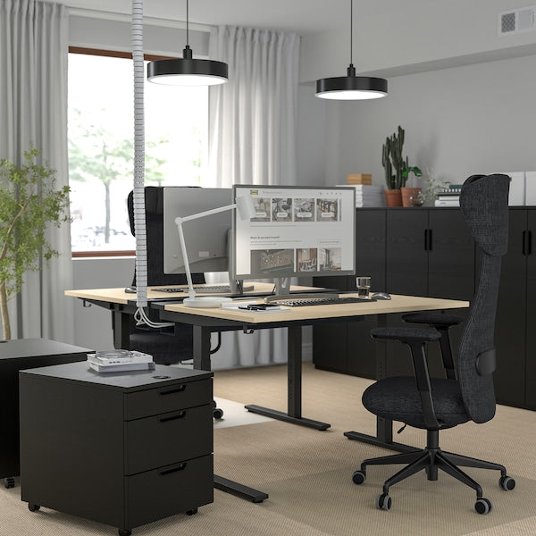 MITTZON - Desk, birch veneer/black, 120x80 cm