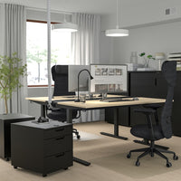 MITTZON - Desk, birch veneer/black, 160x80 cm