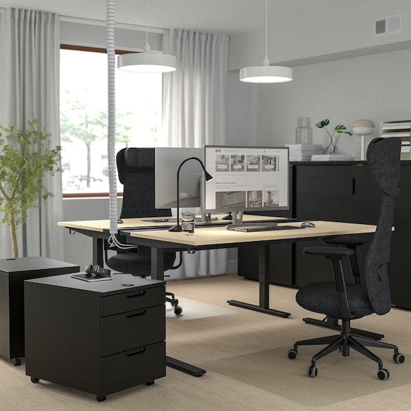 Ikea MITTZON - Desk, birch veneer/black,160x60 cm