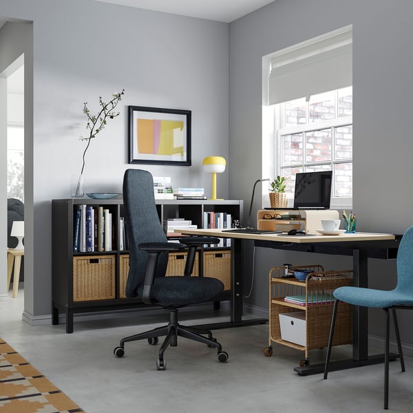 MITTZON - MITTZON Desk, birch veneer/black, 140x80 cm