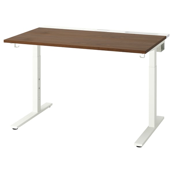 MITTZON desk, walnut veneer/white, 120x80 cm