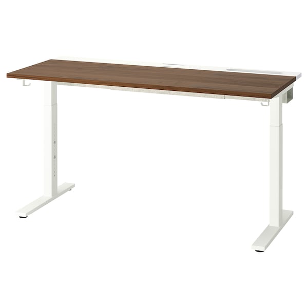 MITTZON - Desk, walnut veneer/white, 140x60 cm