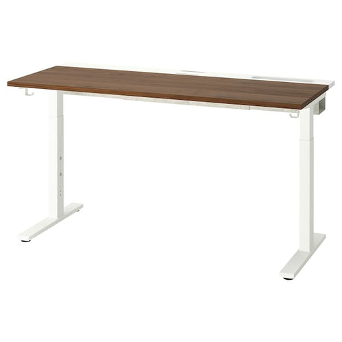 MITTZON - Desk, walnut veneer/white, 140x60 cm