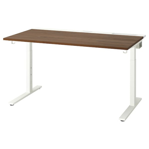 MITTZON - Desk, walnut veneer/white, 140x80 cm