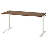 MITTZON desk, walnut veneer white, 160x80 cm