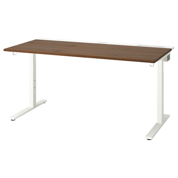 MITTZON desk, walnut veneer white, 160x80 cm