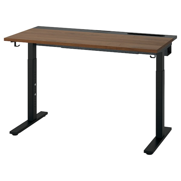 MITTZON - Desk, walnut veneer/black,120x60 cm