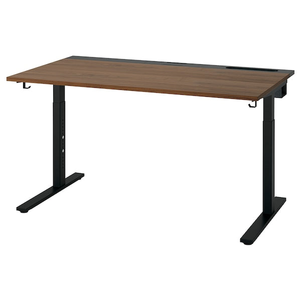 MITTZON - Desk, walnut veneer/black,140x80 cm