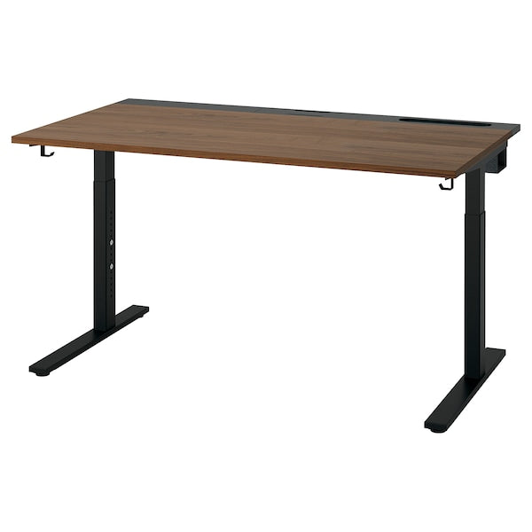 MITTZON - Desk, walnut veneer/black, 140x80 cm