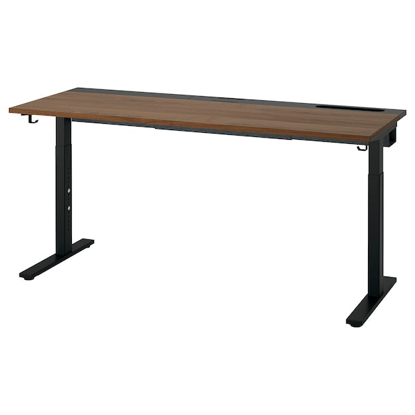 MITTZON - Desk, walnut veneer/black,160x60 cm