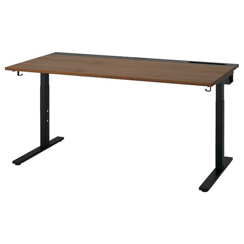 MITTZON desk, walnut veneer/black, 160x80 cm