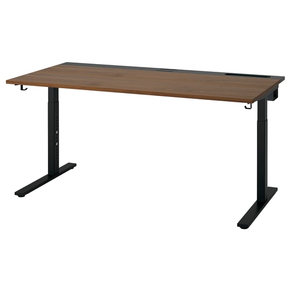MITTZON - MITTZON Desk, walnut veneer/black, 160x80 cm