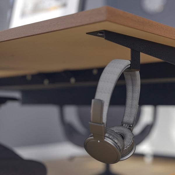 Ikea MITTZON - Desk, walnut veneer/black,160x60 cm