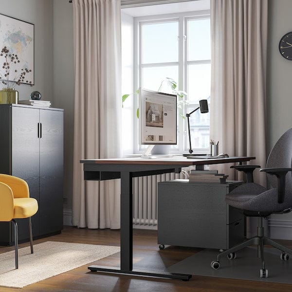 Ikea MITTZON - Desk, walnut veneer/black,160x60 cm