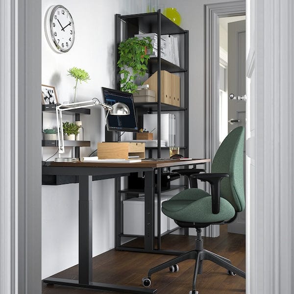 Ikea MITTZON - Desk, walnut veneer/black, 140x80 cm