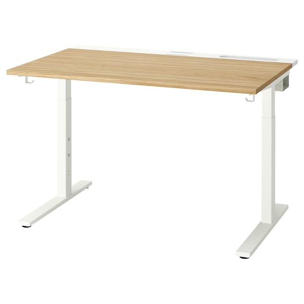 MITTZON - Desk, oak veneer/white, 120x80 cm