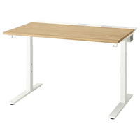 MITTZON - Desk, oak veneer/white, 120x80 cm
