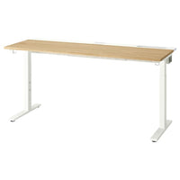 MITTZON desk, oak veneer/white, 160x60 cm