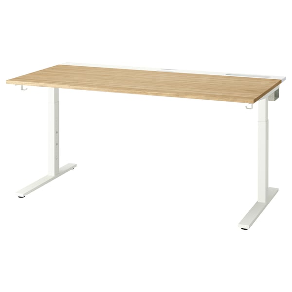 MITTZON - Desk, oak veneer white, 160x80 cm