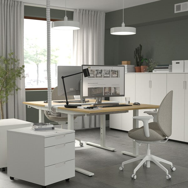 MITTZON - Desk, oak veneer/white,120x60 cm