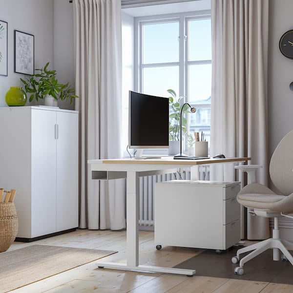 Ikea MITTZON - Desk, oak veneer/white, 140x60 cm