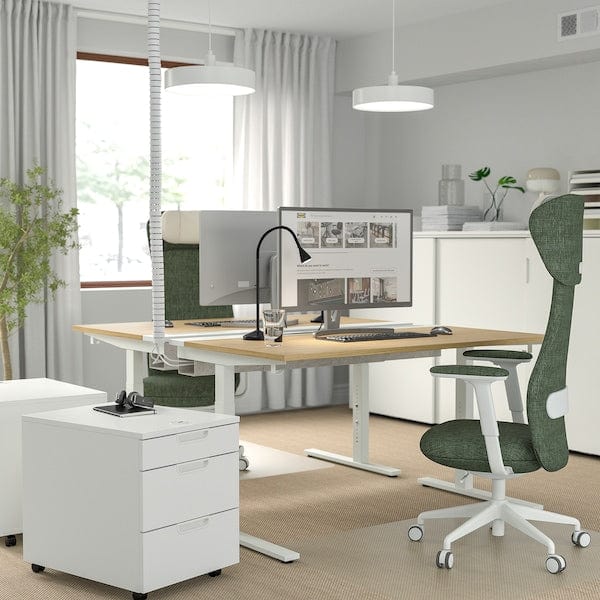 Ikea MITTZON - Desk, oak veneer/white, 140x60 cm