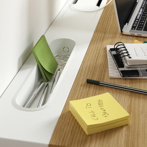 MITTZON - Desk, oak veneer white, 160x80 cm