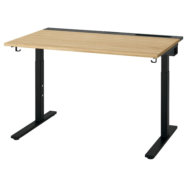 MITTZON - Desk, oak veneer/black, 120x80 cm