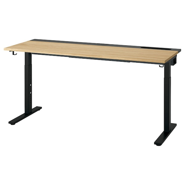 MITTZON - Desk, oak veneer/black,160x60 cm