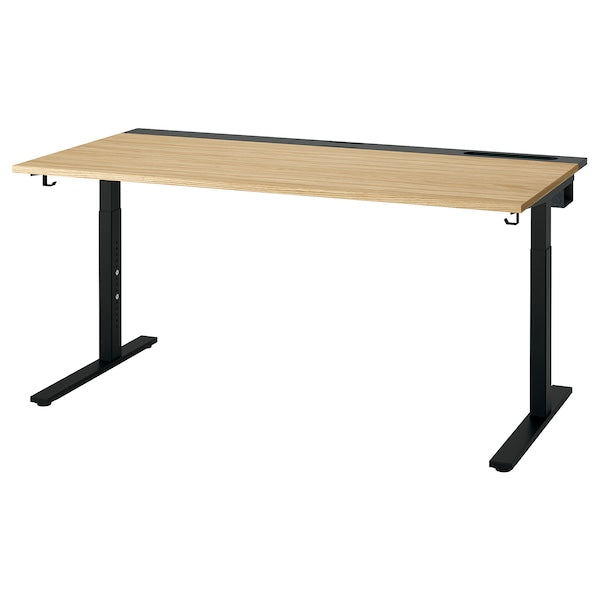 MITTZON - Desk, oak veneer/black, 160x80 cm