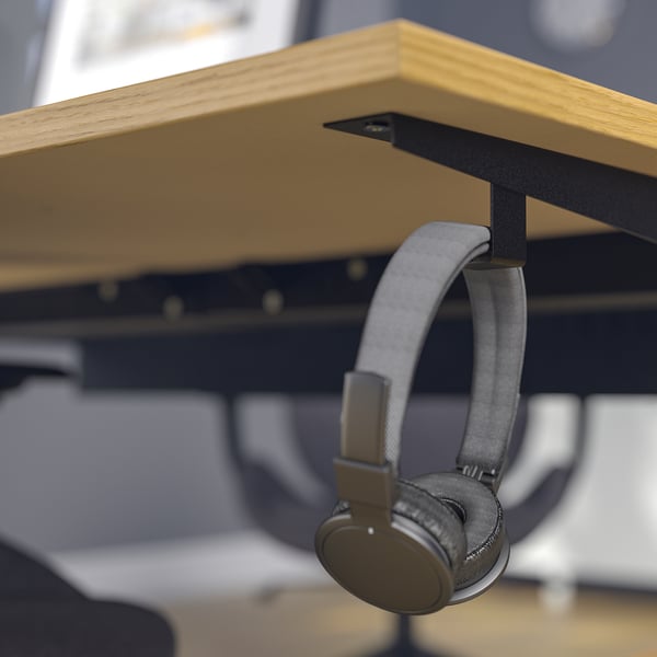MITTZON - MITTZON Desk, oak veneer/black, 140x80 cm