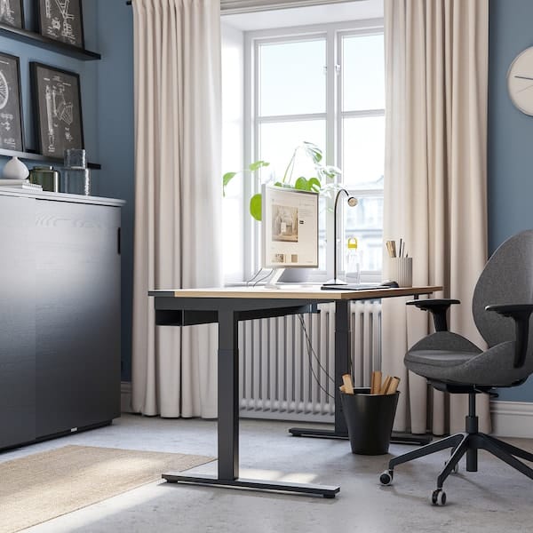 Ikea MITTZON - Desk, oak veneer/black, 140x60 cm