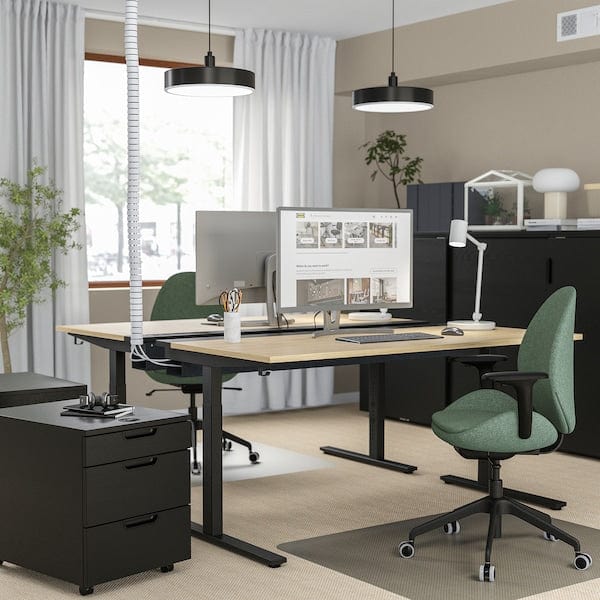 Ikea MITTZON - Desk, oak veneer/black,160x60 cm