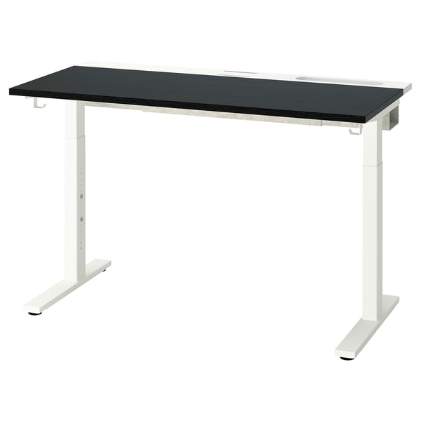 MITTZON desk, black stained ash veneer/white, 120x60 cm