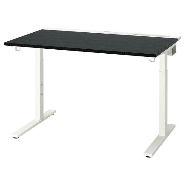 MITTZON - Desk, black stained ash veneer/white, 120x80 cm