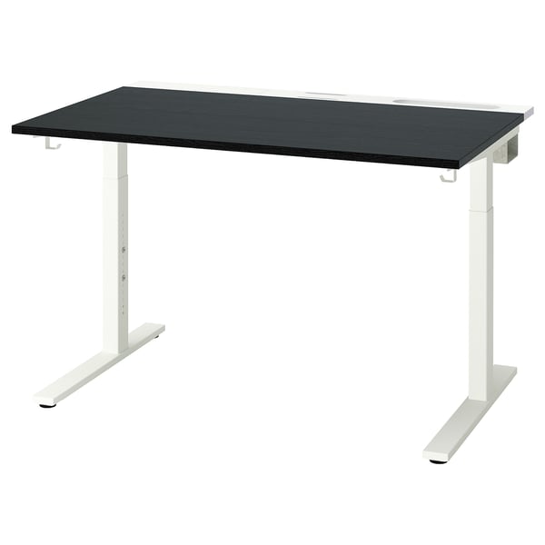 MITTZON desk, black stained ash veneer/white, 120x80 cm