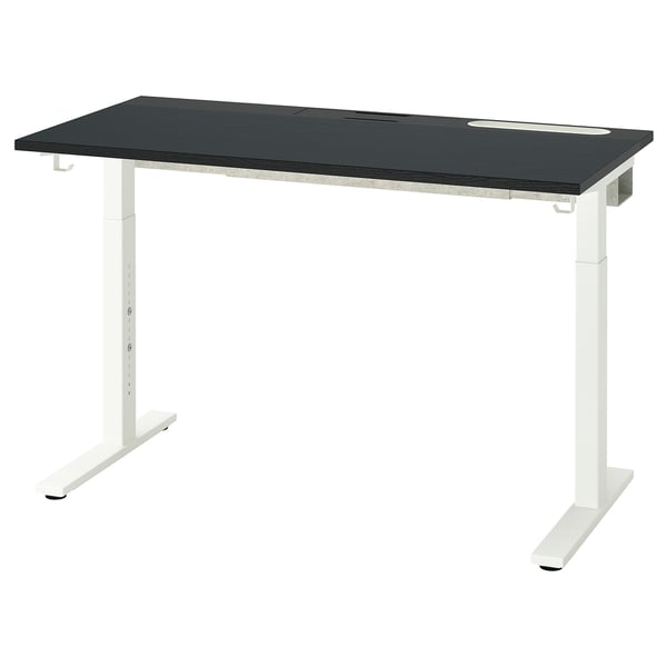 MITTZON desk, black stained ash veneer/black white, 120x60 cm