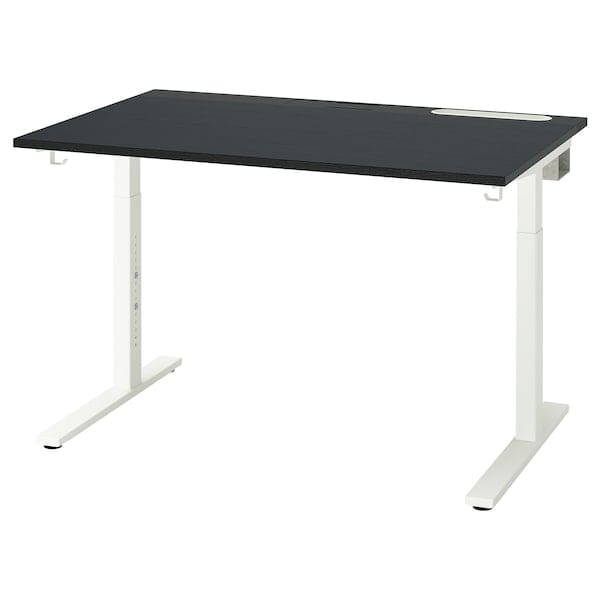 MITTZON - Desk, black stained ash veneer/black white, 120x80 cm