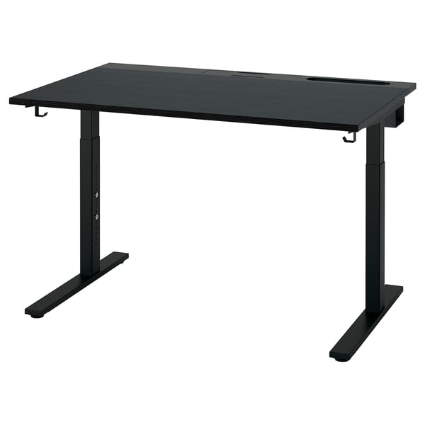 MITTZON desk, black stained ash veneer/black, 120x80 cm