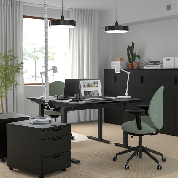 MITTZON desk, black stained ash veneer/black, 120x60 cm